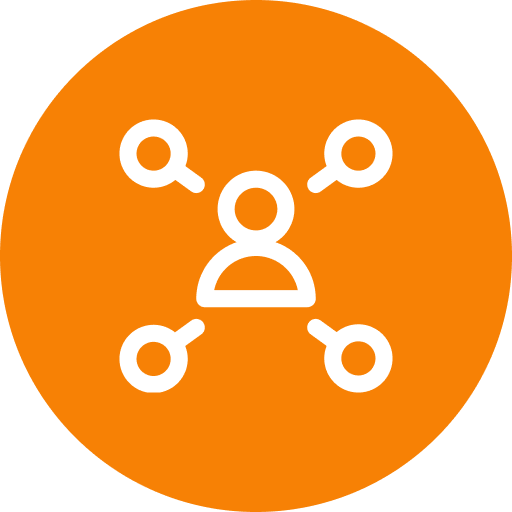 Person icon with four connected nodes.
